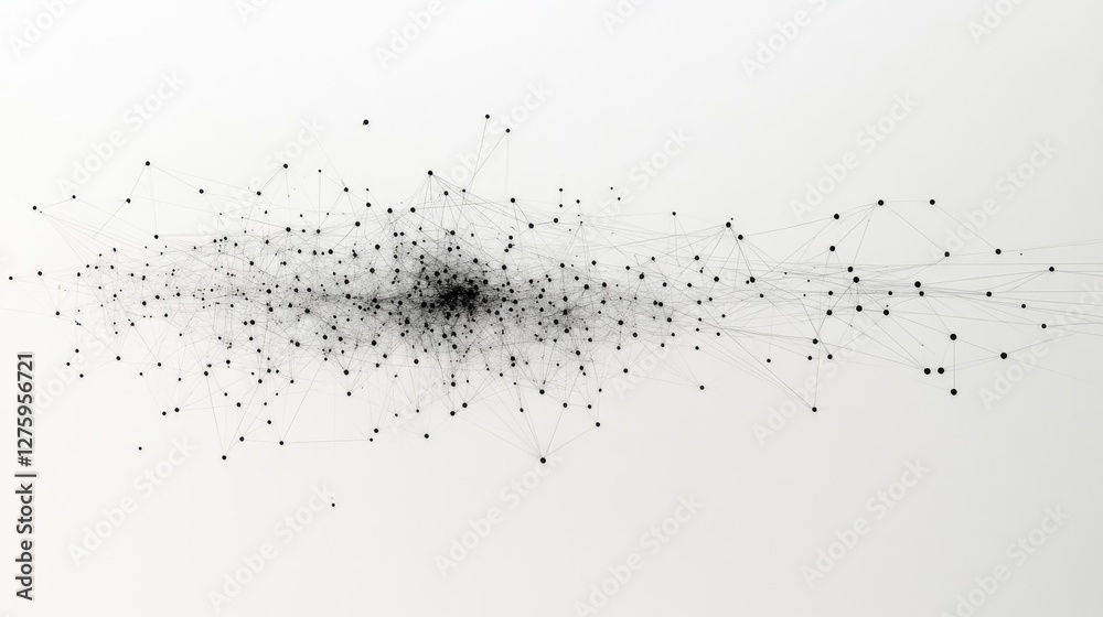 Poster a conceptual scatter plot with points shaped like tiny digital nodes, interconnected in an abstract 