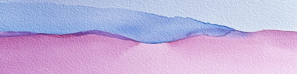 Close-up view of a watercolor painting depicting a serene mountain landscape