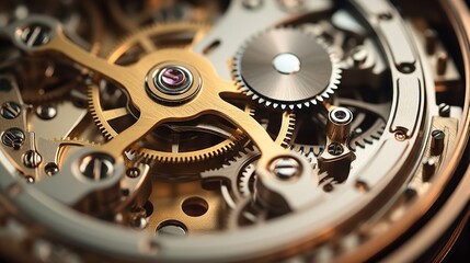 Intricate watch mechanism displaying precision engineering and elegant design