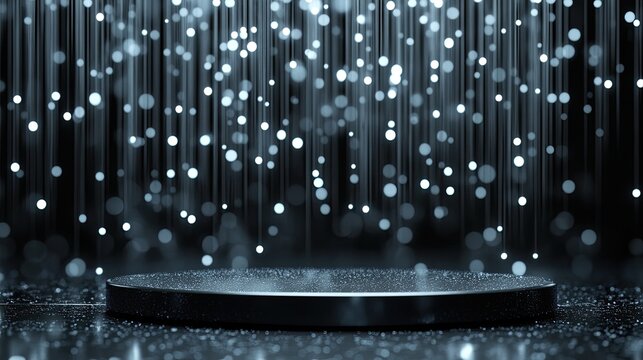 A creative scatter plot with tiny D dots levitating above a sleek black platform.