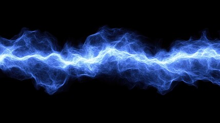 A dark abstract background featuring bright electric blue light streaks cutting through the darkness, creating a dynamic, energetic effect.