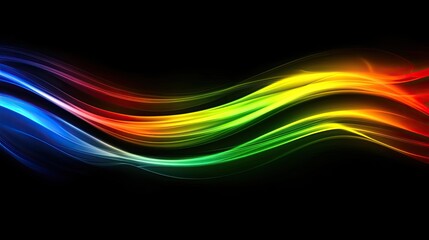 A dark abstract background with glowing, multi-colored light rays spreading out in various directions, creating a dynamic effect.