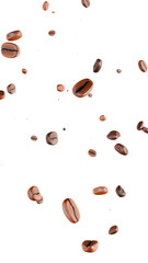 Flying coffee beans overlay 3d render