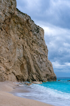 Porto Katsiki Beach with Turquoise Waters and Rocky Cliffs