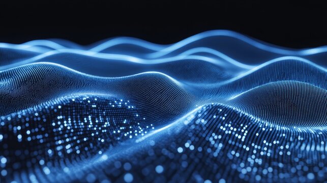 A futuristic scatter plot with data points connected by dynamic curved lines, representing deep learning.