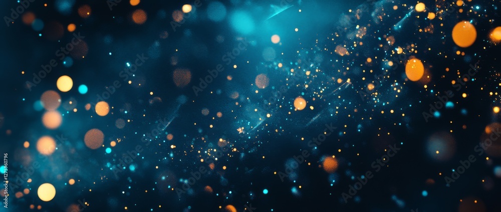 Wall mural vibrant abstract background featuring luminous particles and bokeh effects in a dark setting