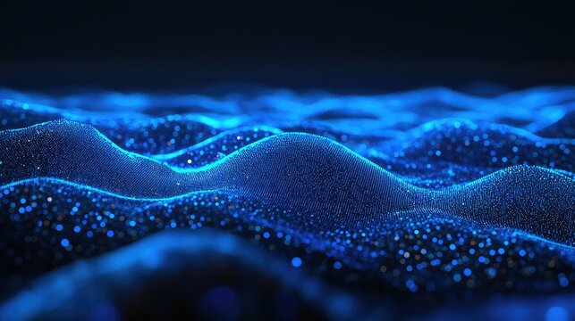 A glowing blue scatter plot overlay on a dark futuristic data analytics interface.