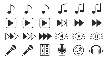 Essential Music and Audio Interface Icons Set