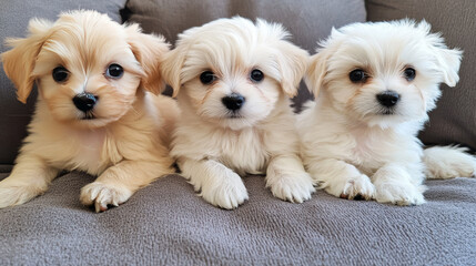 Adopt me poster with cute dog in cardboard box on city street. Concept of adoption homeless animals. Vector banner with cartoon illustration of funny puppy sitting in carton box