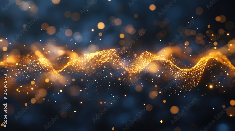 Poster a scatter plot with data points formed by sparkling golden dust particles, symbolizing business insi
