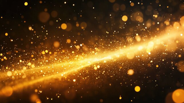 A scatter plot with data points formed by sparkling golden dust particles, symbolizing business insights.