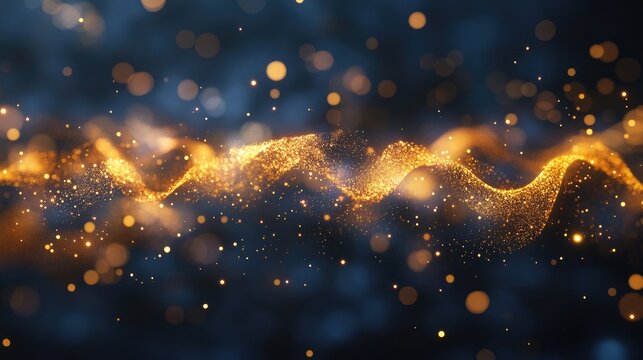 A scatter plot with data points formed by sparkling golden dust particles, symbolizing business insights.