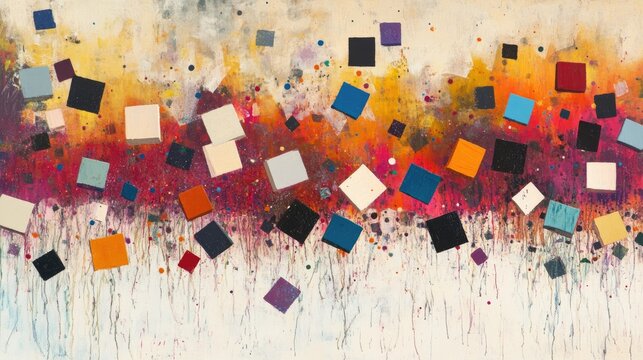 A scatter plot with each point represented by tiny geometric cubes, floating in an abstract space.