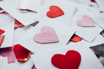 Valentine's Day Hearts on Envelopes Create Romantic Atmosphere