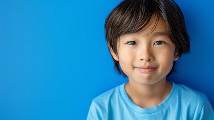 A young boy with a light smile looking directly at the camera.