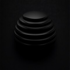 Abstract Black Sphere Layered Circular Design
