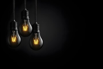 A light bulb on black background