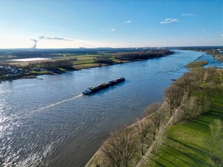 Leverkusen-Hitdorf Fähre von oben