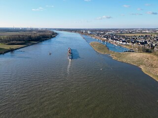 Leverkusen-Hitdorf Fähre von oben