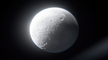 Illuminated moon, space exploration, dark background, science