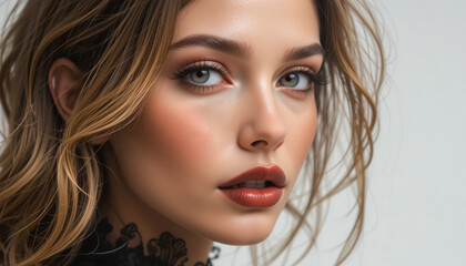 Fototapeta premium Close-up of a woman with blonde hair exuding natural beauty