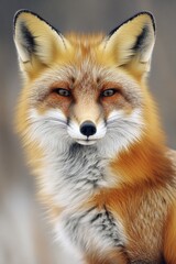 Fototapeta premium A close-up shot of a red fox's face with bright eyes and fluffy fur