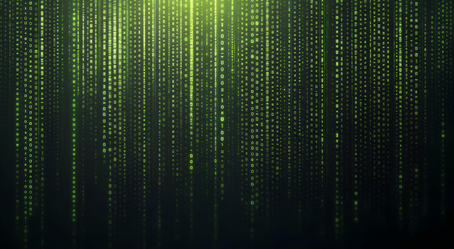 Abstract Green Matrix Digital Rain Background with Falling Binary Code
