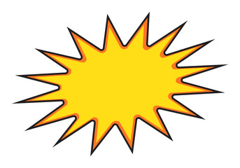 Blank sale tags. Red, yellow and black starburst stickers. Pop art funny bang bubble. Cartoon comic style.  © Maksim