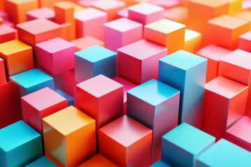 Obraz premium Abstract 3D geometric background with colorful cubes