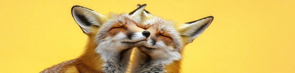 Obraz premium Close-up shot of a fox with its eyes shut, isolated on a white background