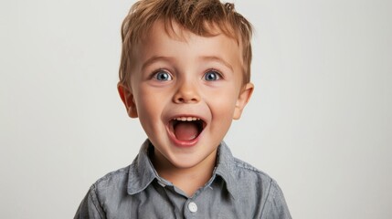 "A young boy joyfully smiling at the camera."