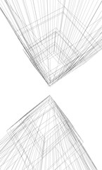 Dynamic Abstract Architectural Wireframe – Geometric Urban Structures