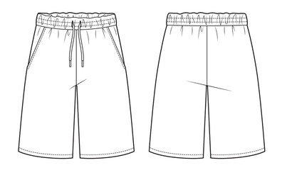 Mens elastic waist drawstring shorts