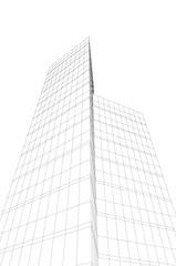 Fototapeta premium Modern Architectural Wireframe: Abstract Geometric Skyscrapers and Urban Perspective