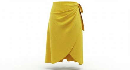 Stylish Mustard Yellow Wrap Midi Skirt Fashion Apparel Elegant Summer Clothing