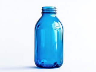 Vibrant Blue Plastic Bottle, Empty, Studio Shot.