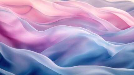 Obraz premium Abstract Pastel Fabric Waves: A Serene Symphony of Pink, Purple, and Blue Hues