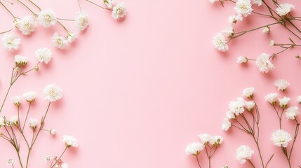 Fototapeta premium Delicate white flower arranged on a soft pink background, creating a serene and elegant atmosphere