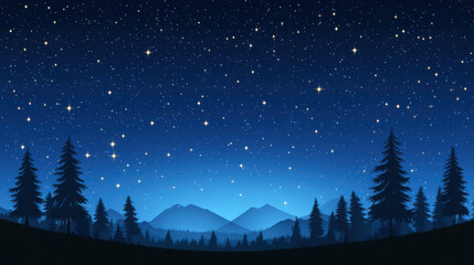 Starry night forest landscape backdrop
