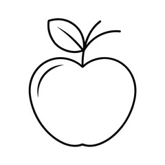 Simple Line Drawing of a Red Apple with Leaf