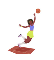 Woman play basketball. Female character playing sport game. Sport and active healthy lifestyle