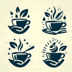 AI Generate of minimalist, fresh, asbtract, simple, elegant of icon logo Tea Cup. Simple, elegant design is ideal for branding, café logos, or beverage-related applications