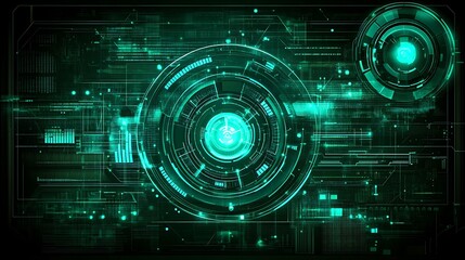 Futuristic tech interface, digital data flow