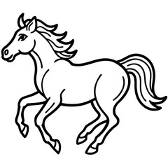 Fast Running Mustang Horse Vector. Wild Stallion Illustration on White Background.