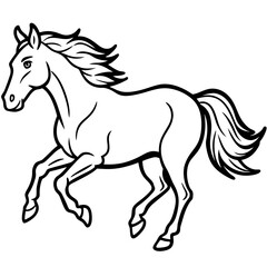 Fast Running Mustang Horse Vector. Wild Stallion Illustration on White Background.