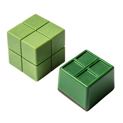 Fototapeta premium Green cube 3D rendering simple shape design element