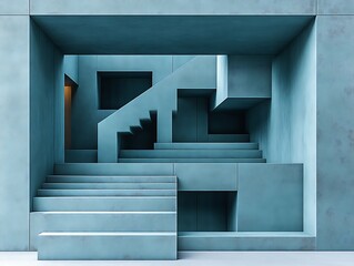 Obraz premium Abstract Concrete Staircase Interior