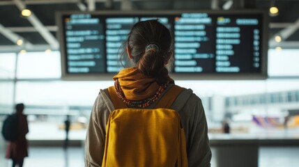 Fototapeta premium Airport counter with a solo traveler heading for a cultural journey in India. Featuring tradition and spirituality