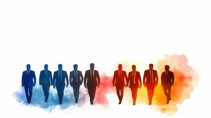 Group of Business Professionals Walking Towards Success and Leadership