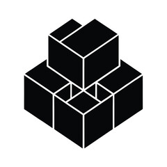 Interlocking Black Cubes Geometric Abstract 3D Design Puzzle